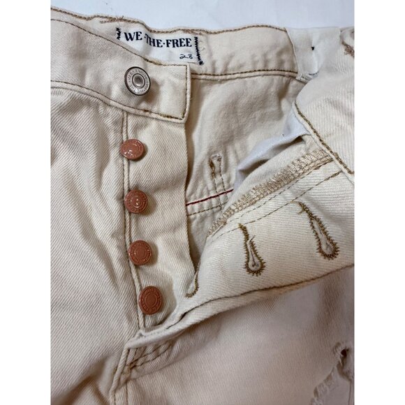 NWT We The Free Now Or Never Denim Shorts Distressed Raw Hem Beige 28 (bin ii94) - Picture 7 of 7